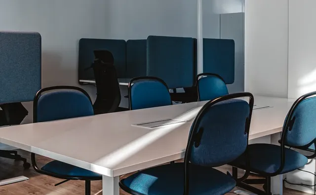 Shared coworking desks at M8S Hub in Kalasatama, Helsinki